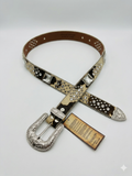 Cowhide Rhinestone Belt