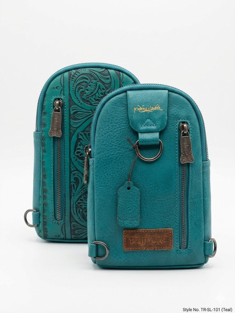 Trinity Ranch Floral Tooled Collection Sling Bag