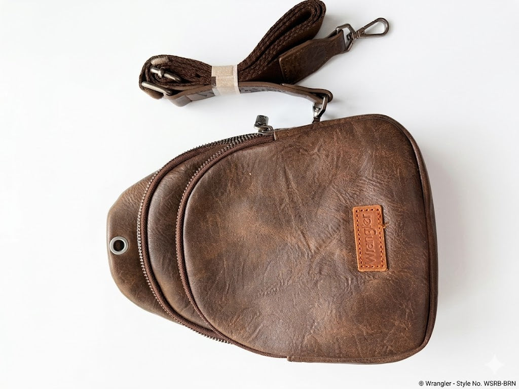 Wrangler Distressed Brown Crossbody Sling Bag