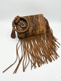 Fringed Cowhide Wristlet Clutch