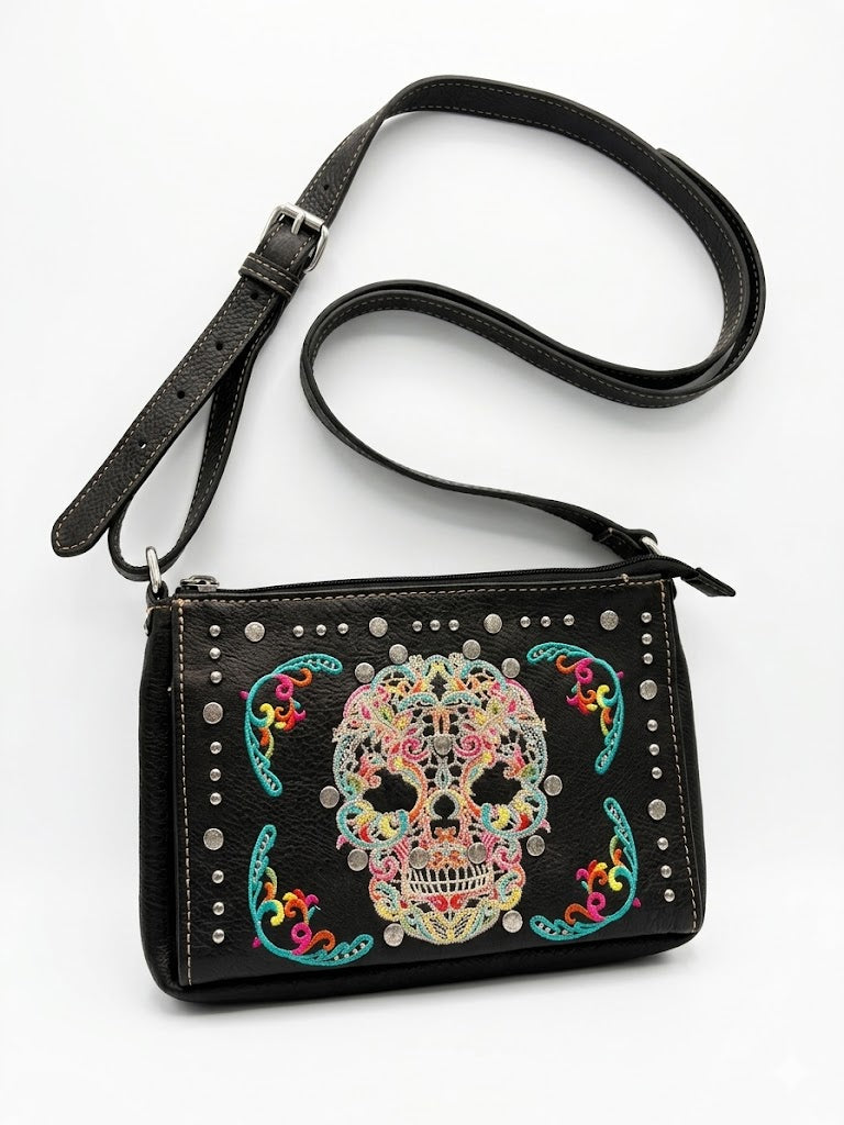 Montana West Sugar Skull Collection Organizer Crossbody