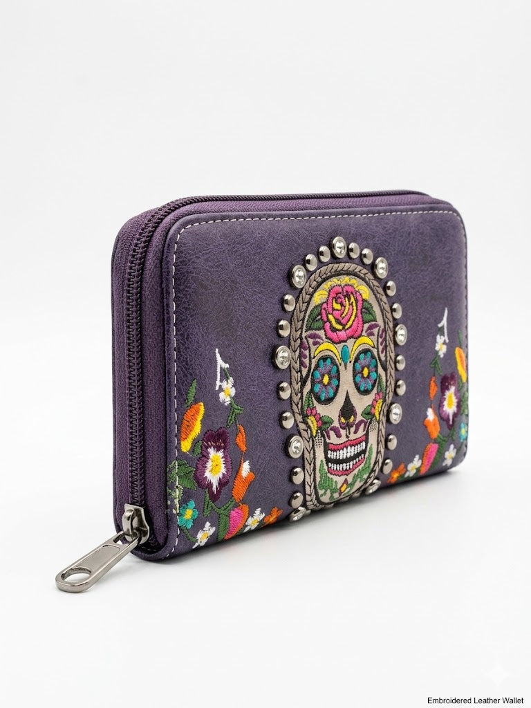 Montana West Sugar Skull Embroidered Wallet & Wristlet