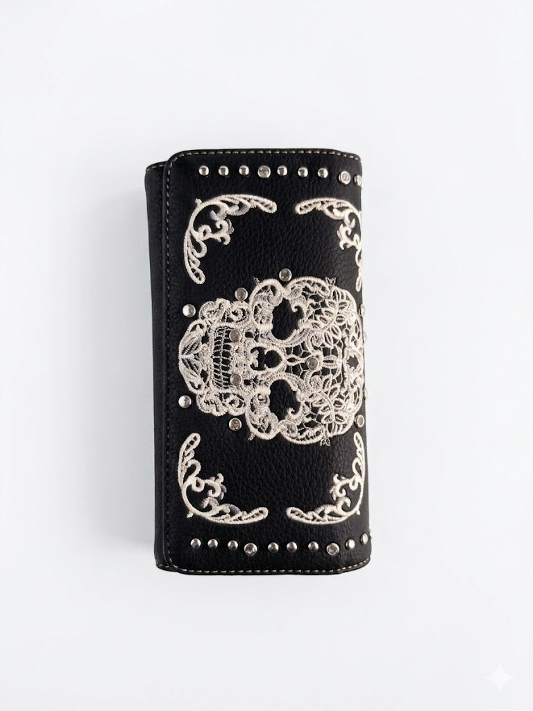 Montana West Sugar Skull Lace Embroidery Wallet
