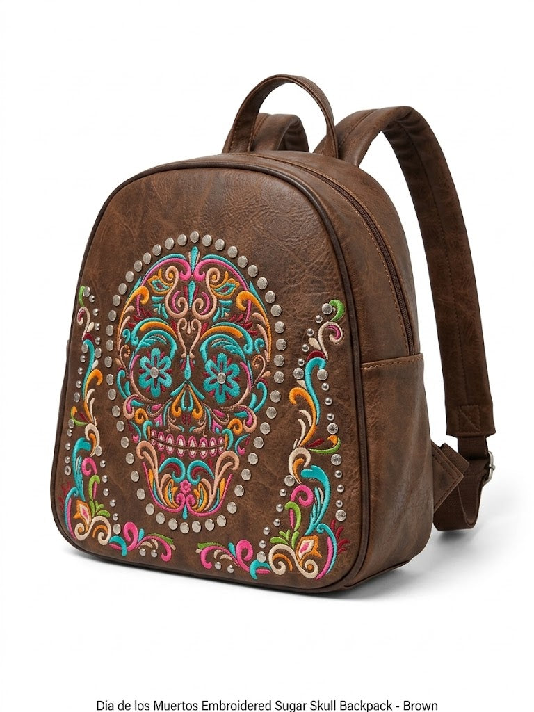Dia de los Muertos Embroidered Sugar Skull Backpack