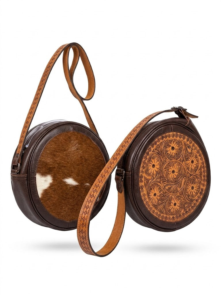 Handcrafted Two-Sided Round Canteen Bag
