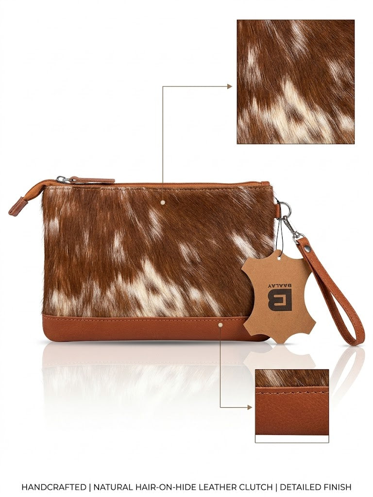 Handcrafted Natural Hair-on-Hide Leather Clutch