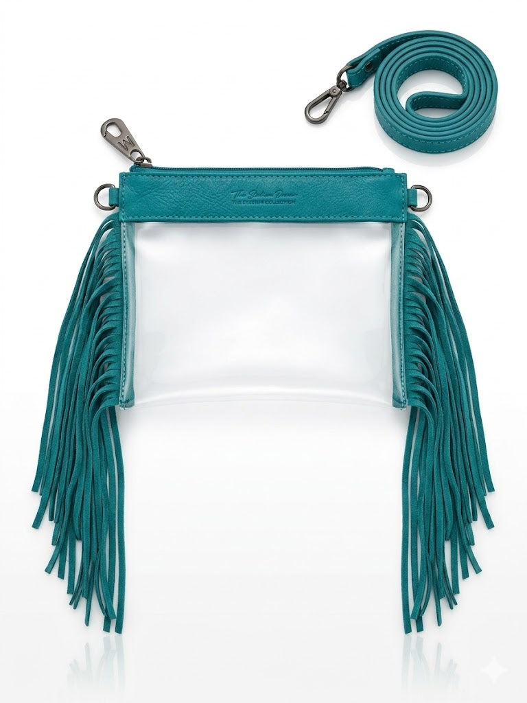 Turquoise Fringe Stadium Bag