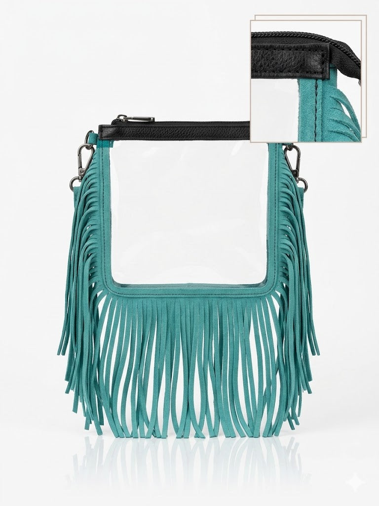 Turquoise Fringe Stadium Crossbody