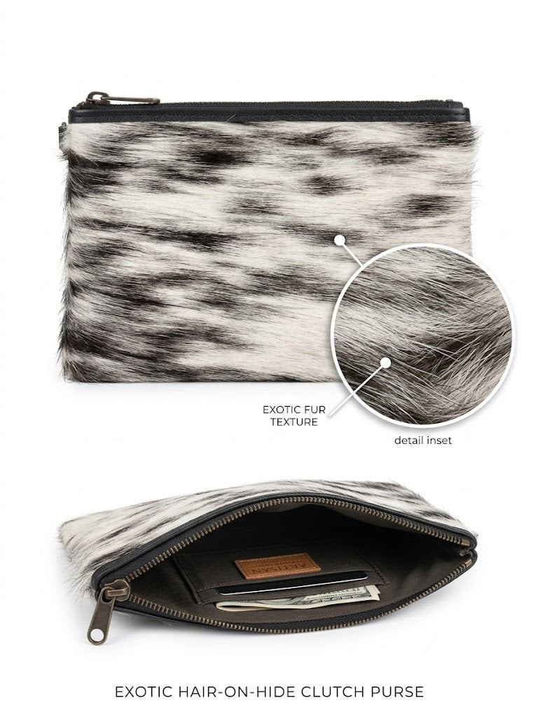 Exotic Hair-on-Hide Clutch Purse