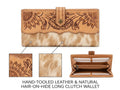Hand-Tooled Leather & Natural Hair-on-Hide Long Clutch Wallet